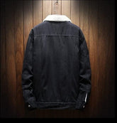 Distressed Black Lightweight Denim Jean Jacket for Men with Sherpa Lining - MNCLeather